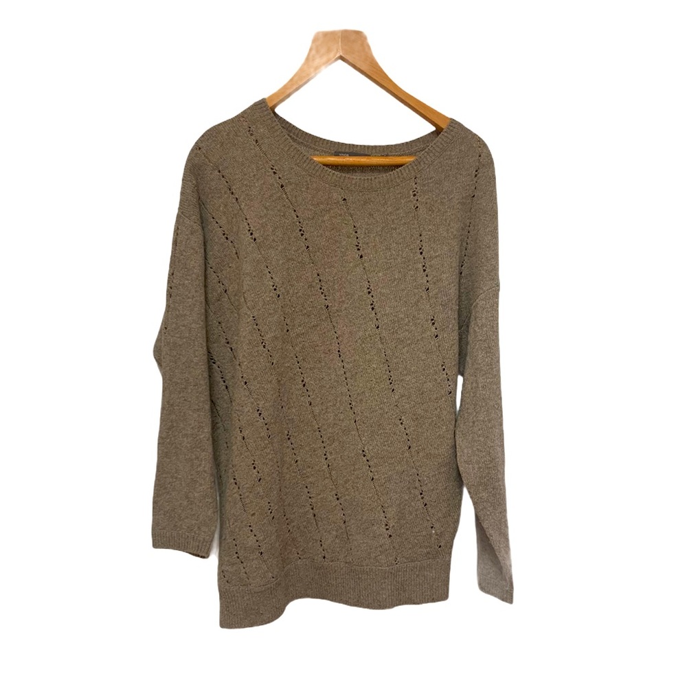 Vince Yak Wool Blend Tan Open Knit Sweater